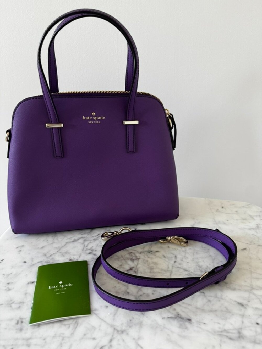 Kate Spade Cedar Street Maise Purple Saffiano Leather Satchel NWOT - Picture 2 of 3